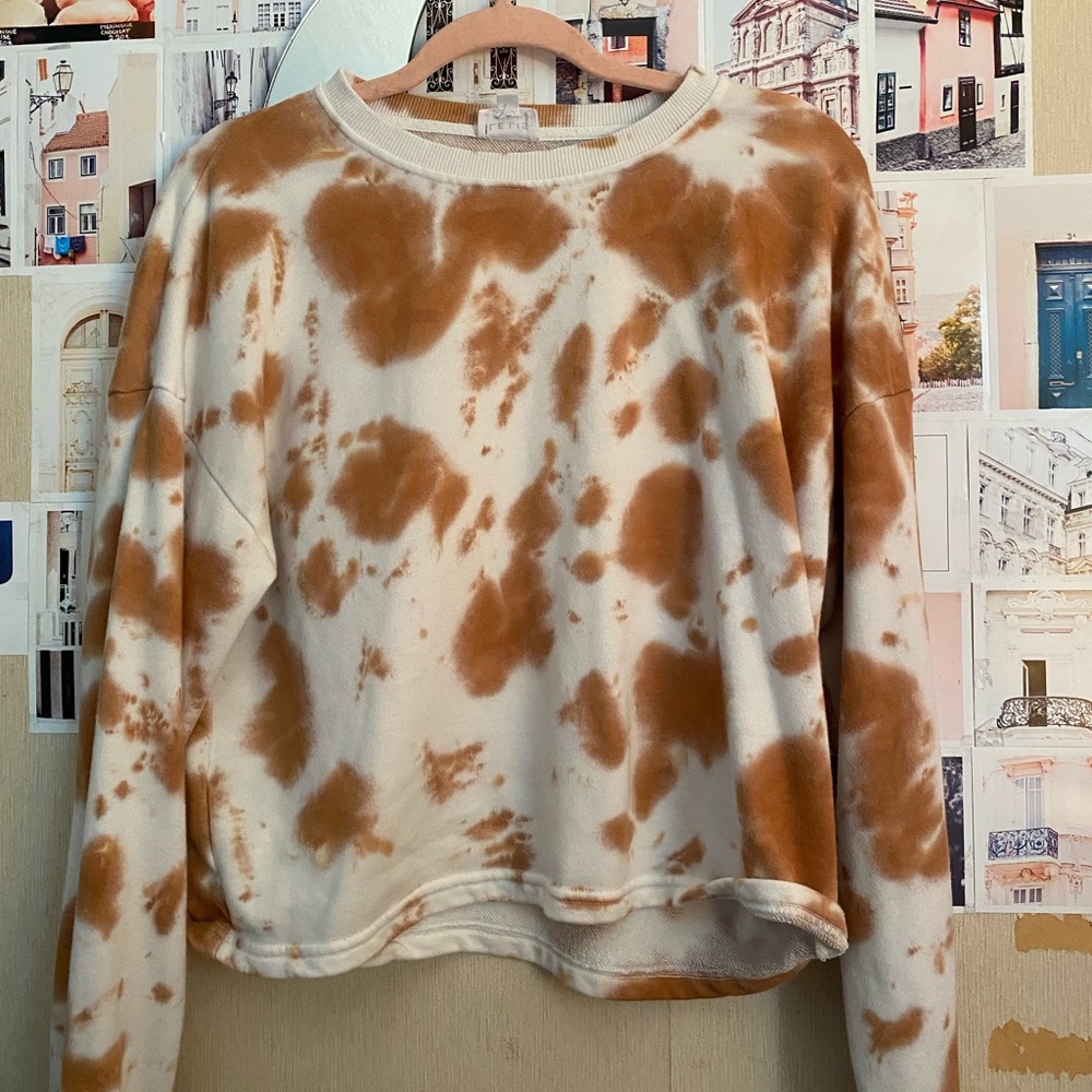 Olive Lynn Designs white and brown tie dye long sleeve